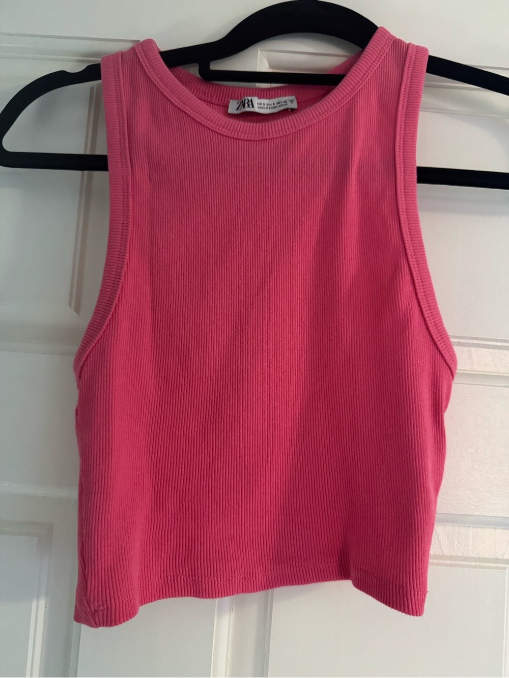 Zara Hot Pink Ribbed Cropped Tank